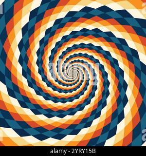Spiral joyful hypnotic swirl background, optical illusion of movement, vector illustration opt art style, colorful abstract geometric, multicolored ps Stock Vector