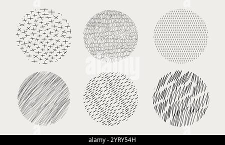 Slash quirky irregular lines textures set in doodle hand drawn style ...