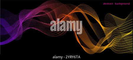 This image features a colorful wave pattern with flowing lines on a dark background. It captures a modern abstract concept, creating a dynamic visual Stock Vector