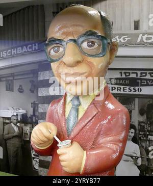 Modern sculpture of Menachem Begin (1913 - 1992); Israeli politician, founder of Likud and the sixth Prime Minister of Israel. Before the creation of the state of Israel, he was the leader of the Zionist militant group Irgun Stock Photo