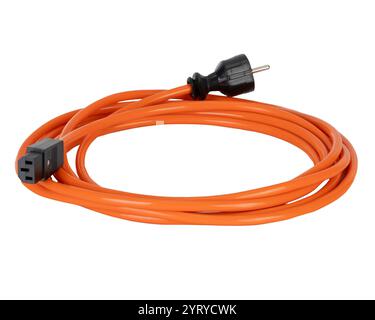 Orange Extension Cord with Black Plug Stock Photo