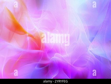Multicolored background of purple-yellow textured paper with iridescent wavy geometric patterns and glitter. Stock Photo
