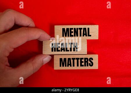 Mental health matters message written on ripped torn paper piece with ...