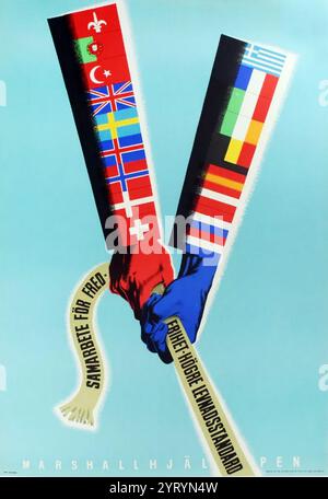 Poster advertising part of the Marshall Plan.1950 Stock Photo