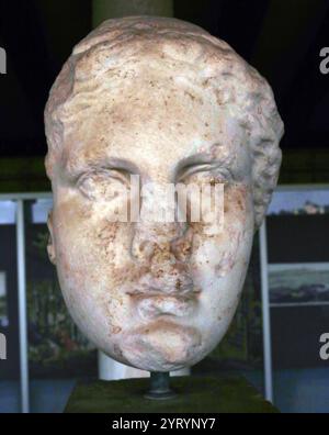 Greek Art. 4th century B.C. Tragic theatrical mask. Archaeological ...