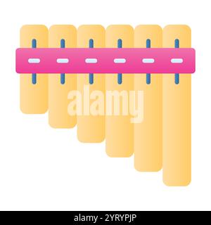 Mexican pan flute icon in monochrome style isolated on white background ...