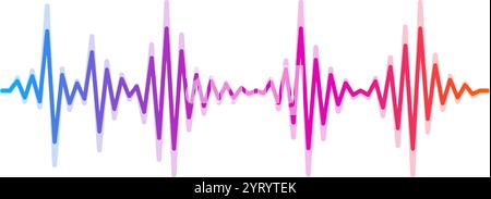 Colorful sound waves are visualizing audio signal, music waveforms, and digital studio equalizer, creating a vibrant representation of sound and music Stock Vector
