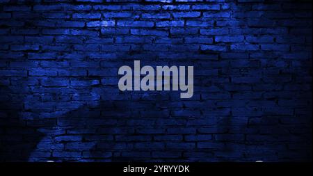 old dark blue brick wall of an old architecture building. brick wall texture. dark blue masonry of stone blocks use as background with blue space Stock Photo
