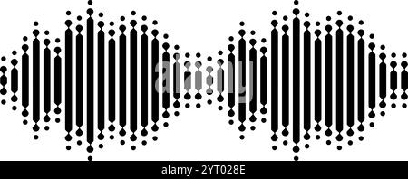 Black sound waves pulsating with energy, visualizing abstract music, radio signal frequency, and digital voice, forming a dynamic tune equalizer Stock Vector