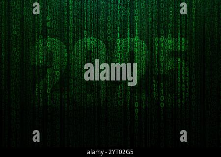 Digital cyber new year 2025 matrix background, creative idea. AI technology and cyber security. Crypto Stock Photo