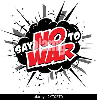 Say no to war. Anti-war propaganda poster with exploding in sky. Vector on transparent background Stock Vector