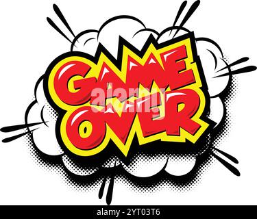 Game Over icon for UI game. Vector cartoon design header on transparent background Stock Vector