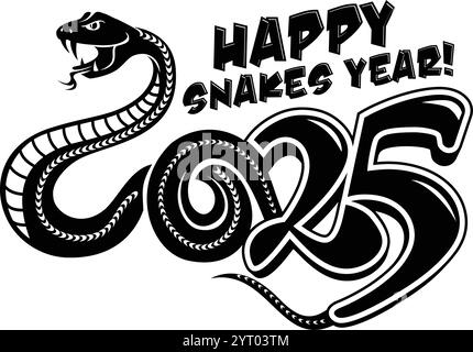 Happy chinese new year 2025 year of the snake. Vector template on transparent background Stock Vector