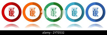 GMO agriculture vector icons, flat icon set for logo design, webdesign and mobile applications, colorful web button collection in eps 10 Stock Vector