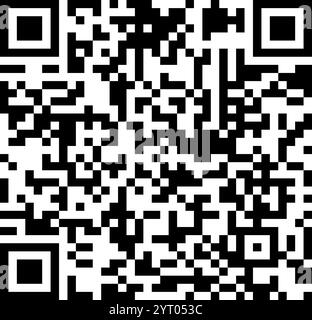 Black and white qr code showcasing a scannable matrix barcode, representing encoded data for tracking and identification across various technological Stock Vector