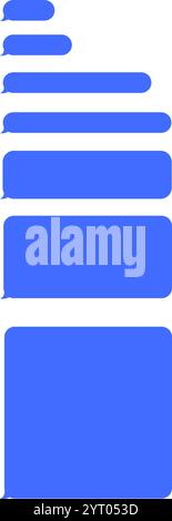 Text message bubbles expanding in length, illustrating a conversation unfolding within an instant messaging app, capturing the essence of digital Stock Vector