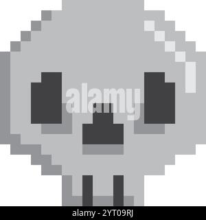 Skull pixel art. pixelated Skeleton head. 8 bit vector illustration ...