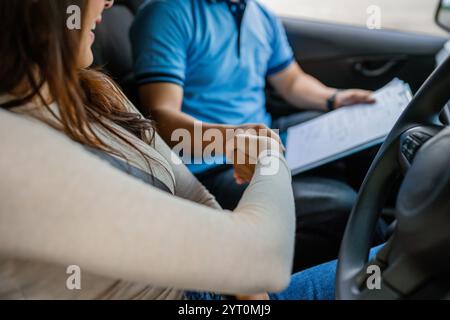 A handshake in a car signifies a business agreement between two professionals Stock Photo