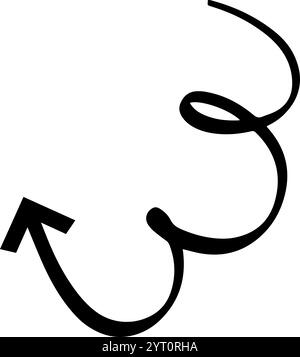 Continuous line drawing creating a curved arrow pointing upwards, representing a winding journey or a significant change in direction, embodying Stock Vector