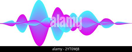 Colorful sound waves are vibrating and creating a dynamic visual representation of audio signal, music waveforms, or digital studio equalizer, set Stock Vector