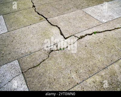 Cracked old concrete floor covering Stock Photo