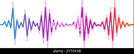 Colorful sound waves are visualizing audio signal, music waveforms, and digital studio equalizer, creating a vibrant representation of sound and music Stock Vector