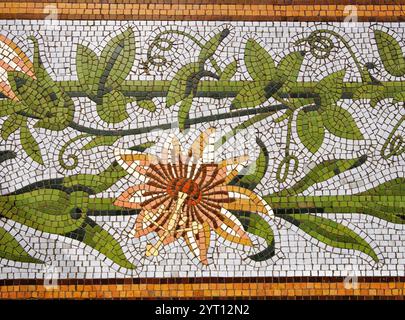 Mosaic tiled floor with Passionflower design in the Metropolitan Cathedral Buenos Aires Argentina Stock Photo