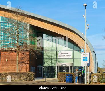 Corby International East Midlands swimming pool next the shopping and town centre at Corby, England. Stock Photo