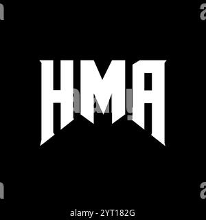 HMA letter logo design for technology company. HMA logo design black and white color combination. HMA logo, HMA vector, HMA design, HMA icon, HMA alph Stock Vector