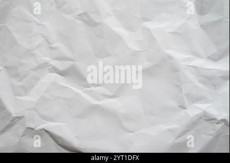 Empty White Crumpled Peace of Paper Texture, Crinkled paper Background Stock Photo