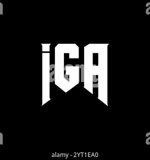 IGA letter logo design for technology company. IGA logo design black and white color combination. IGA logo, IGA vector, IGA design, IGA icon, IGA alph Stock Vector