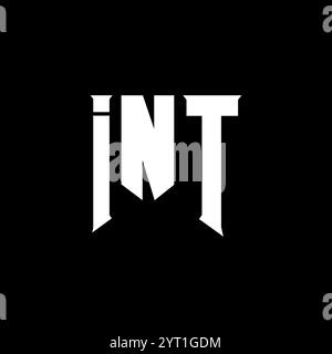 INT letter logo design for technology company. INT logo design black and white color combination. INT logo, INT vector, INT design, INT icon, INT alph Stock Vector
