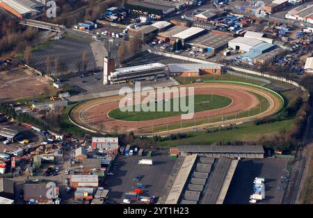 Aerial view of Monmore Green Dog Track and Speedway Stadium in Wolverhampton 2005 Stock Photo