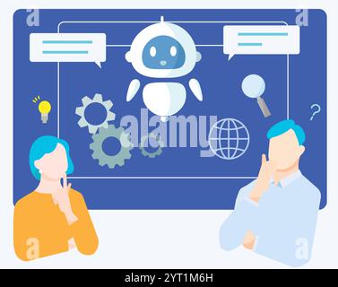chatbot answering users questions vector illustration web icons set Stock Vector
