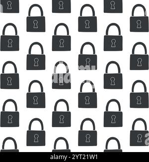 Vector seamless pattern of hand drawn lock Stock Vector