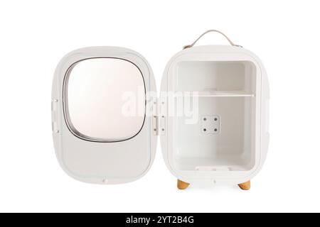 Empty cosmetic refrigerator on white background Stock Photo