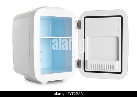 Empty cosmetic refrigerator on white background Stock Photo