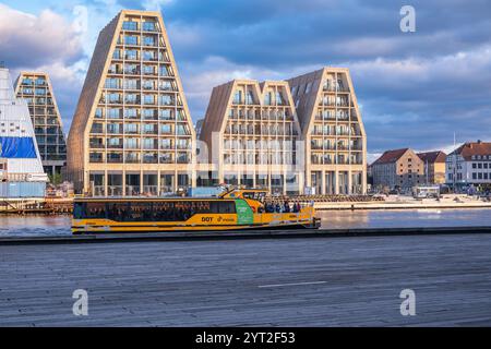 Copenhagen, Denmark - 6 October 2024: Sleek, modern houses in Copenhagen showcase geometric designs and waterfront elegance Stock Photo