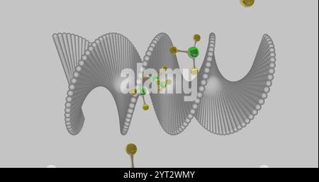 Image of molecules moving over dna strand spinning Stock Photo