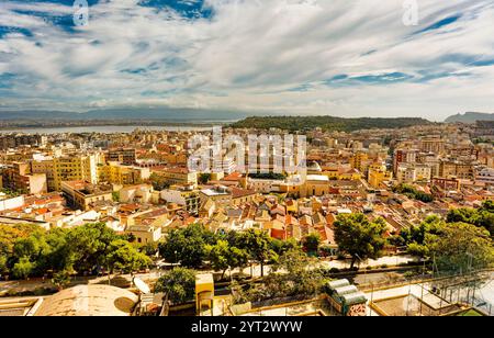 CAGLIARI, SARDINIA - October 9, 2024: Cagliari, the historic capital of Sardinia, offers stunning coastal views, rich Italian heritage, and vibrant Me Stock Photo