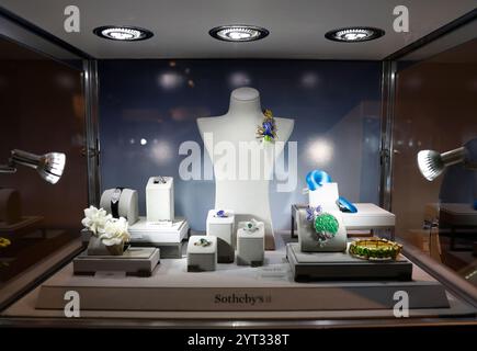 New York, United States. 05th Dec, 2024. Prices of exotic jewelry are display as part of the Magnificent Jewels collection at a preview of Sotheby's New York Luxury Sales in New York City on Thursday, December 5, 2024. Photo by John Angelillo/UPI Credit: UPI/Alamy Live News Stock Photo