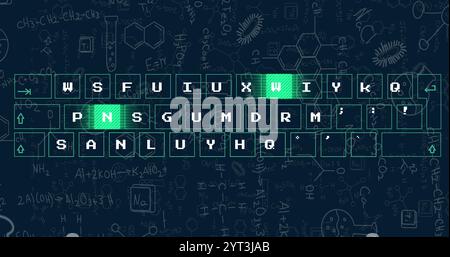 Image of keyboard over mathematical equations Stock Photo