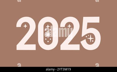 2025 lettering color of the year Pantone Mocha Mousse. New year 2025 ...