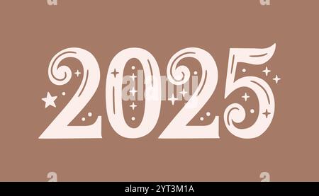 2025 lettering color of the year Pantone Mocha Mousse. New year 2025 ...