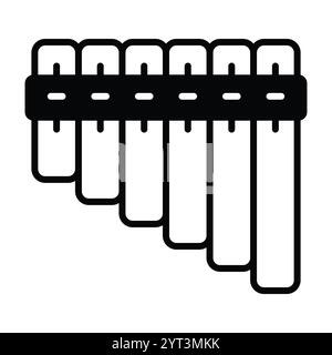 Mexican pan flute icon in monochrome style isolated on white background ...