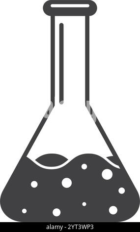Science lab bottle icon in flat style. Laboratory glassware equipment vector illustration on isolated background. Test tube sign business concept. Stock Vector