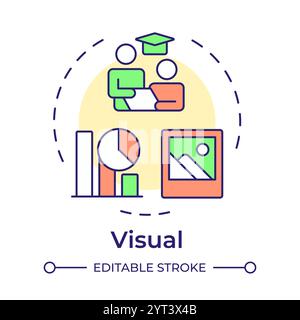 Visual lerners multi color concept icon Stock Vector