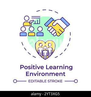 Positive learning environment, multi color concept icon Stock Vector