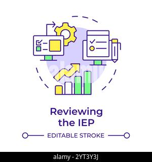 Reviewing IEP multi color concept icon Stock Vector