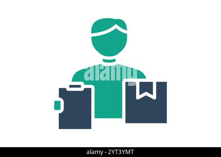 Supplier icon. solid icon style. people with list and products. icon related to procurement. procurement management elements vector illustration Stock Vector